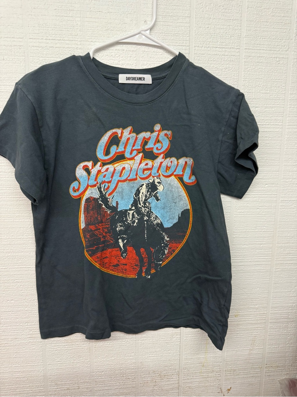 Free People Black Tee with Red & Blue Graphic - Chris Stapleton